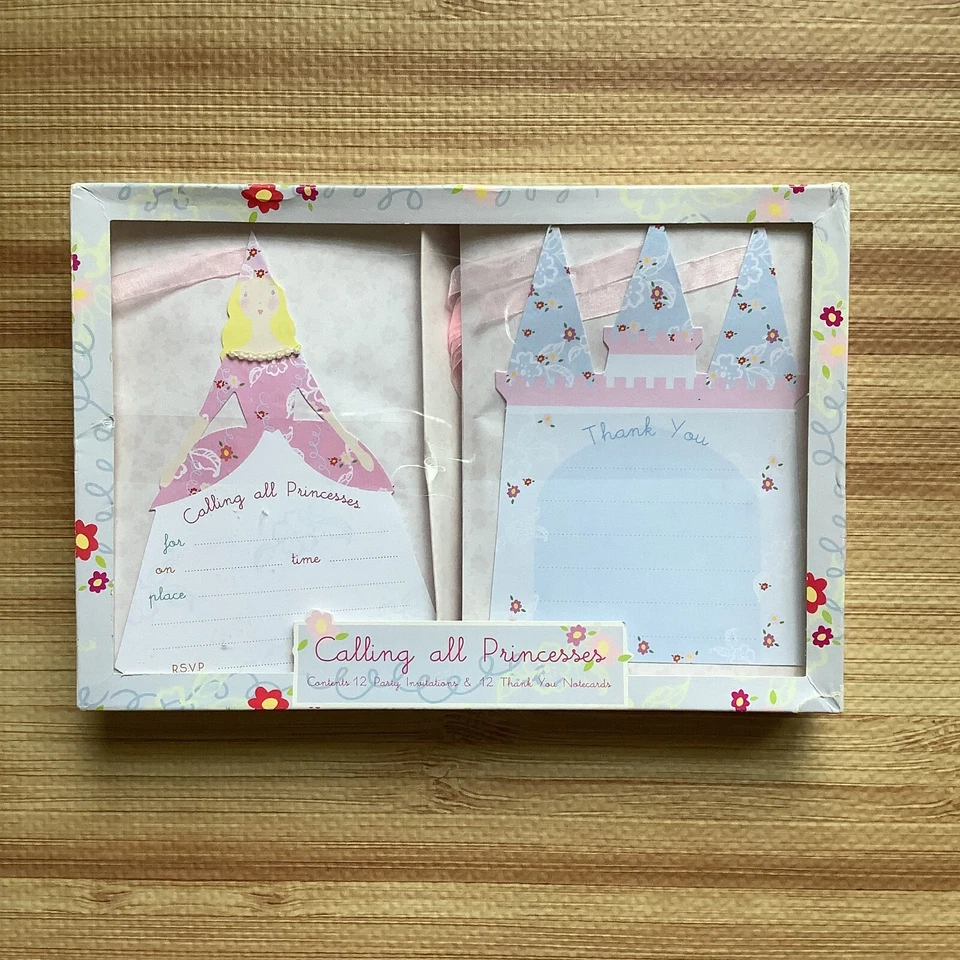 Meri Meri Princess Party Invitation Cards and Thank You Notes - 12 Each - NEW - Image 1 of 4