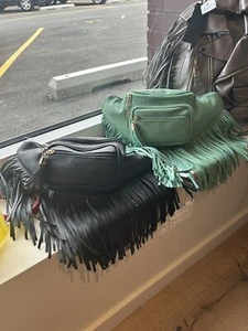 Black vegan fringe purse for women crossbody or waist pack.. VERY CUTE - Picture 1 of 1