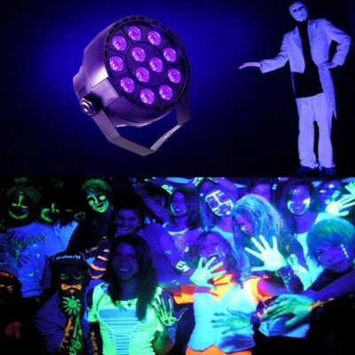 12 LED UV Purple Par Can Lights Led Stage Ballroom Bar DJ Disco Wedding Party - Image 1 of 4