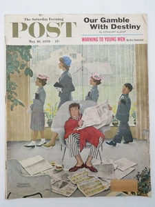 SATURDAY EVENING POST MAGAZINE MAY 16 1959 NORMAN ROCKWELL DAD SKIPPING CHURCH - Imagen 1 de 1