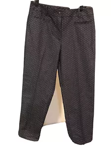 ANN TAYLOR Women's Size 8 CURVY Mid RISE Wide Leg Pants Dark Blue & White Dots - Picture 1 of 6