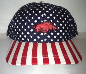 Vtg Arkansas Razorbacks Snapback hat cap Flag USA NCAA College Football nwot - Picture 1 of 2