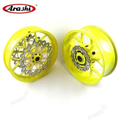 Llanta y rotor de freno delantero trasero Fit Honda CBR1000RR 2006-2016 amarillo limón Foto 1 de 4