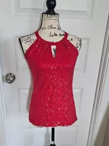 INC International Concepts Größe Small ärmellos rot Pailletten Top Bluse Shirt - Bild 1 von 4