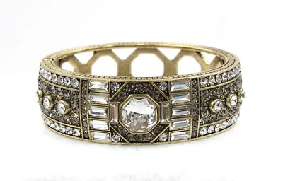 HEIDI DAUSS "Angelic Light" White Colorless Crystal Brass Bangle Bracelet NEW - Image 1 of 4