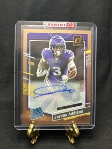 2023 Panini Clearly Donruss - Jordan Addison Rookie Auto Orange /75 (RC) Vikings - Picture 1 of 3