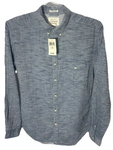 Lucky Brand Mens Button Front Long Sleeve Cotton Gray Shirt Size M NWT MSRP $79 - Picture 1 of 10