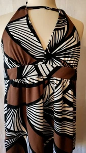 New York & Company Womens Brown Geometric Halter Top Size Small - Picture 1 of 11