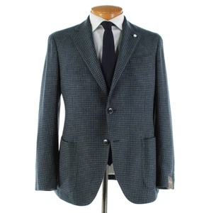 L.B.M. NWT Wool Sport Coat Size 52R (42R US) In Blue & Green Houndstooth - Picture 1 of 12