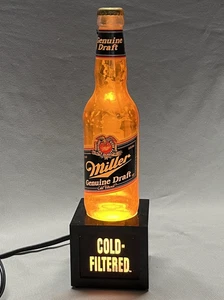 HTF 1989 Miller Originale Bozza Bottiglia Luce 12" Illuminazione Espositore Birra Promo - Foto 1 di 4