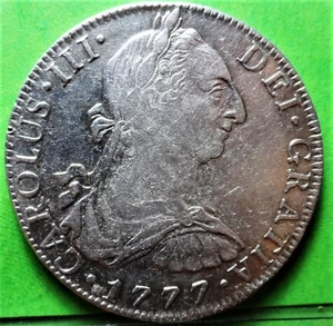 CARLOS III, 8 Reales, 1777, MEXICO -FM, COLONIAL SPANISH - Picture 1 of 2