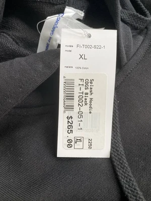 Comme Des Garcons Splash Hoodie Cotton Knit. Black Cotton Knit With White Artwor - Image 1 of 4