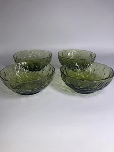 Vintage Morgantown Glass Seneca Avocado Green Bowls Set 4 Beautiful - Picture 1 of 6