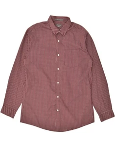 EDDIE BAUER Mens Wrinkle Free Slim Fit Shirt Large Burgundy Check Cotton BF14 - Picture 1 of 3