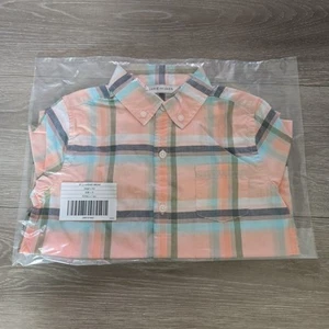 Janie And Jack Boys The Plaid Shirt Size 5 salmon pink plaid - Picture 1 of 2