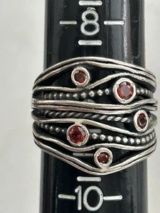 Sterling Silver 925 Israel PZ Paz Garnet Gem Size 9 - Picture 1 of 3