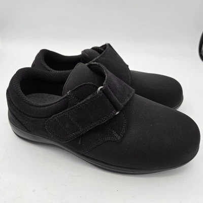 Мужские удобные туфли OrthoFeet Vaughn из черной ткани с регулируемым ремешком 12 D - Изображение 1 из 4