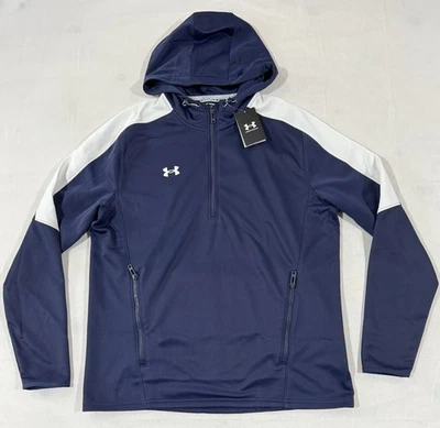 Under Armour Storm Fleece Hoodie Men's Lg. Navy/White Half Zip NWT $80 - Image 1 of 4
