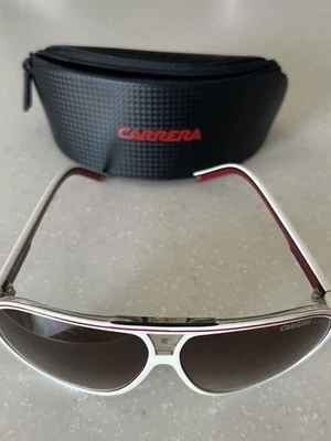 CARRERA Sunglasses White Red Frame Brown Lenses Stylish Fashion Accessory - Image 1 of 3