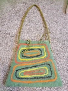 Vintage 70s Felted Wool Hippie Bag - Picture 1 of 11