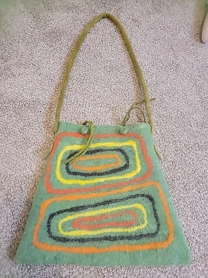 Vintage 70s Felted Wool Hippie Bag - Image 1 of 4