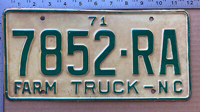 1971 North Carolina Farm Truck License Plate 7852-RA YOM DMV Clear Ford Chevy • 78.12€