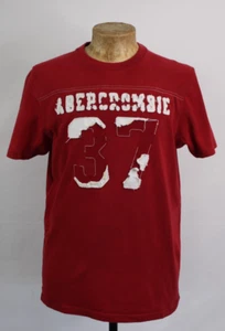 Abercrombie & Fitch '37' 100% Cotton Red & White Distressed T-shirt- Men's Large - Picture 1 of 6