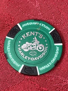 Harley-Davidson Green Poker Chip Kents Abilene Texas Coleccionable - Imagen 1 de 3