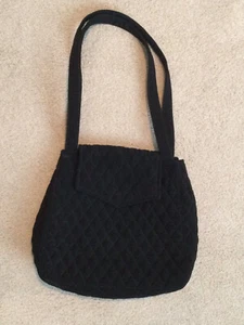 Vera Bradley Large Purse, Black Quilted Microfiber, EUC - Picture 1 of 2