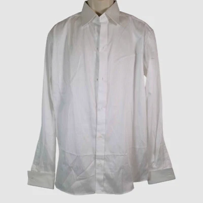 Camisa de vestir de esmoquin puño francés a rayas blancas corte contemporáneo Eton para hombre talla 43/17 Foto 1 de 4