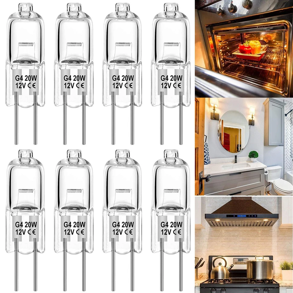G4 12 Volt 20W Halogen Light 280 Lumens Cooker Hood Bulbs 2 Pin Clear Lamps New - Image 1 of 4