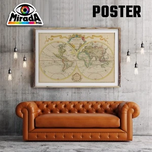 Poster Weltkarte World Map Old 03 Alt Landkarte Ozeane Kontinente Reise Urlaub - Bild 1 von 1