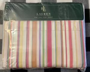 New Sealed Lauren Ralph Lauren Candy Stripe Full Flat Sheet - Picture 1 of 3
