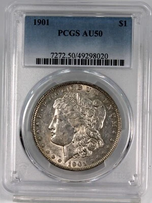 1901 Morgan Silver Dollar - PCGS Graded AU50 !! - Image 1 of 3