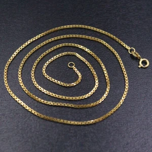 Echte Au750 reine 18K Gelbgold Kette 1,2 mm Box Glieder Halskette 2,2-2,4 g 17,9 Zoll - Bild 1 von 4