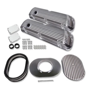 For Ford SBF 1964-1973 Alum Short Valve Covers &12" Oval Full Finned Air Cleaner - Foto 1 di 5