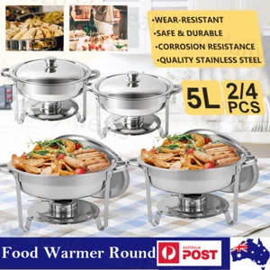 2/4Pcs 5L Chafing Dish Set Bain Marie Buffet Servers Food Warmer w Lids Steel OZ - Picture 1 of 14