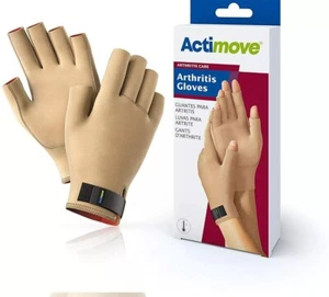 Actimove Arthritis Gloves Large Beige Pain Relief Pair Fingerless Compression - Picture 1 of 5