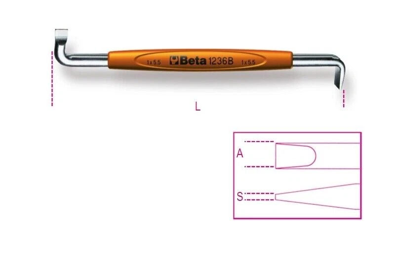 Beta Tools 1236B Offset Slotted Screwdriver 1 x 5.5mm Flat Slot 012360202 Screw - Image 1 of 1