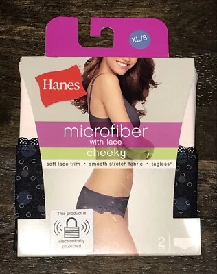 Paquete de 2 bikinis descarados de microfibra con encaje Hanes negros tostados talla XL/8 nuevos Foto 1 de 3