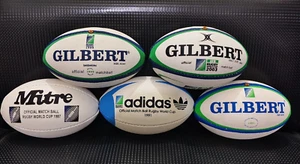 Rugby World Cup BUNDLE OF 5 Official Match Balls - 1987 to 2003- Size 1 MINI - Picture 1 of 6