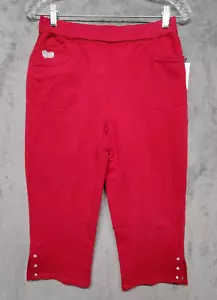 Dream Jeannes by Quacker Factory Pants Womens Extra Small Red Crop Rhinestone - Picture 1 of 14