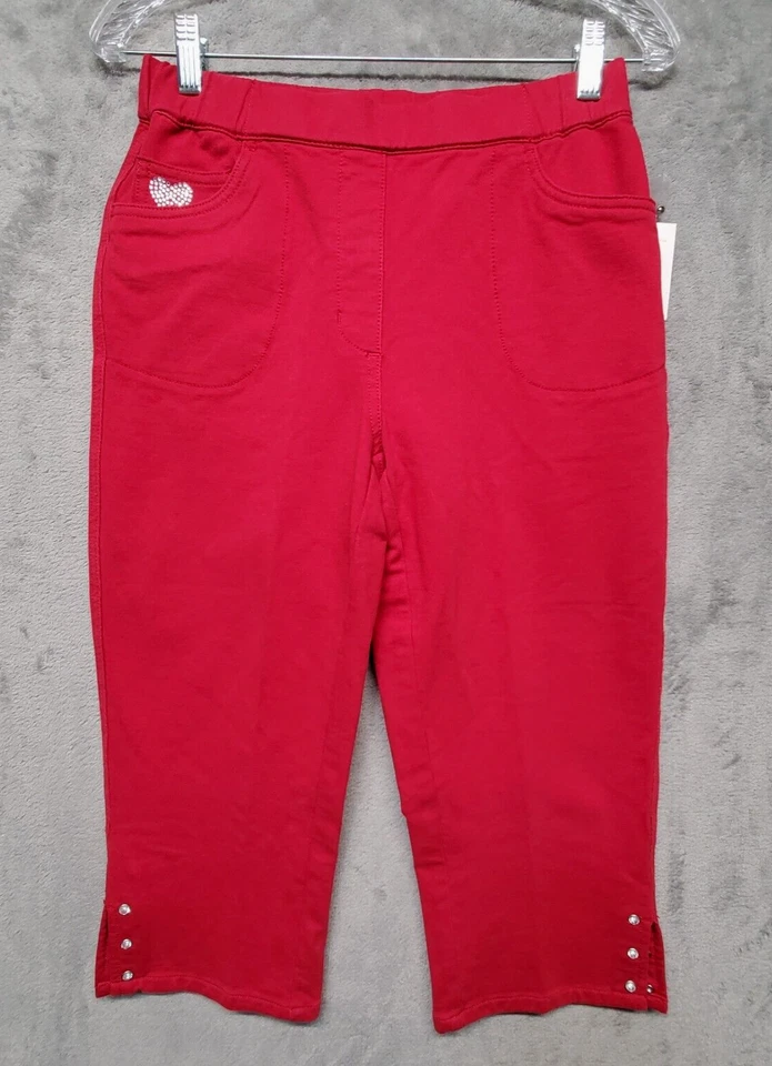 Dream Jeannes by Quacker Factory Pants Womens Extra Small Red Crop Rhinestone - Image 1 of 4