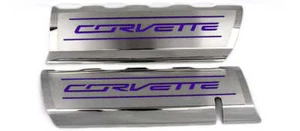 Cubiertas de riel de combustible con incrustación de vinilo de fibra de carbono púrpura "CORVETTE" para Corvette 14-19 - Imagen 1 de 2