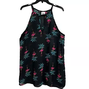 Arizona Jeans Juniors Semi Sheer Swimsuit Cover Up Flamingos Palm Trees Large - Picture 1 of 9
