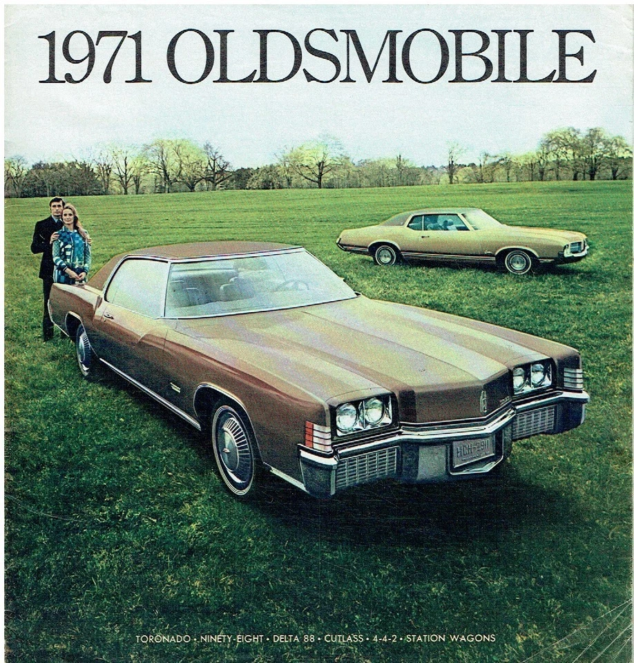 OLDSMOBILE TORONADO ДЕВЯНОСТО ВОСЕМЬ DELTA 88 CUTLASS 4-4-2 ОРИГИНАЛ 1971 ПРОДАЖИ БРОШЮРА - Изображение 1 из 1