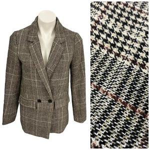 Forever 21 Blazer Womens Small Brown Plaid Wool Work Office Academia Preppy - Picture 1 of 19