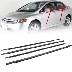 4PC Car Window Moulding Trim Weatherstrips Seal Fit For Honda Civic Sedan 06-11 - Picture 1 of 6
