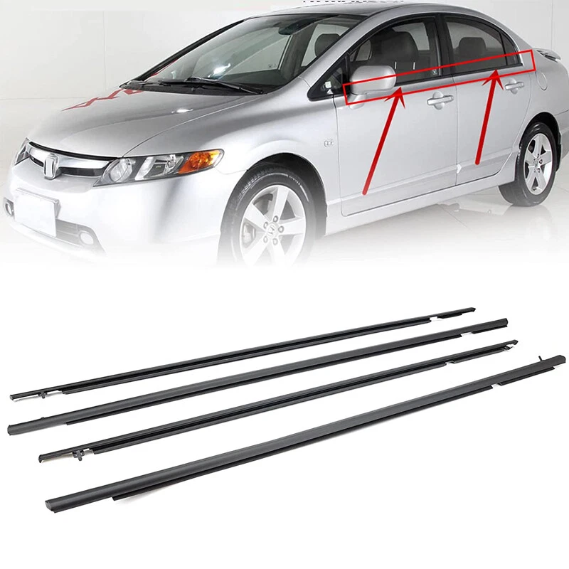 4PC Car Window Moulding Trim Weatherstrips Seal Fit For Honda Civic Sedan 06-11 - Image 1 of 4