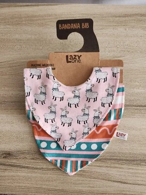 Lazy One Aztec Baby Bib Set 2 Piece Pink Llama Colorful Cute Cotton Terry Cloth - Image 1 of 2